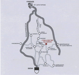 map - road to Rampini Ceramics workshop